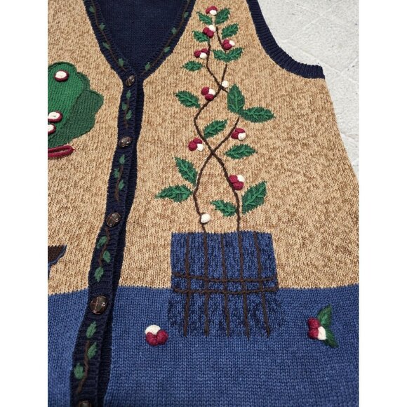 Capacity Women's Color-block Knit Vest Harvest Indie Embroidered V Neck Size XL - Picture 6 of 13